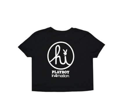 WOMENS CIRCLE HI PLAYBOY LOCKUP CROP TEE